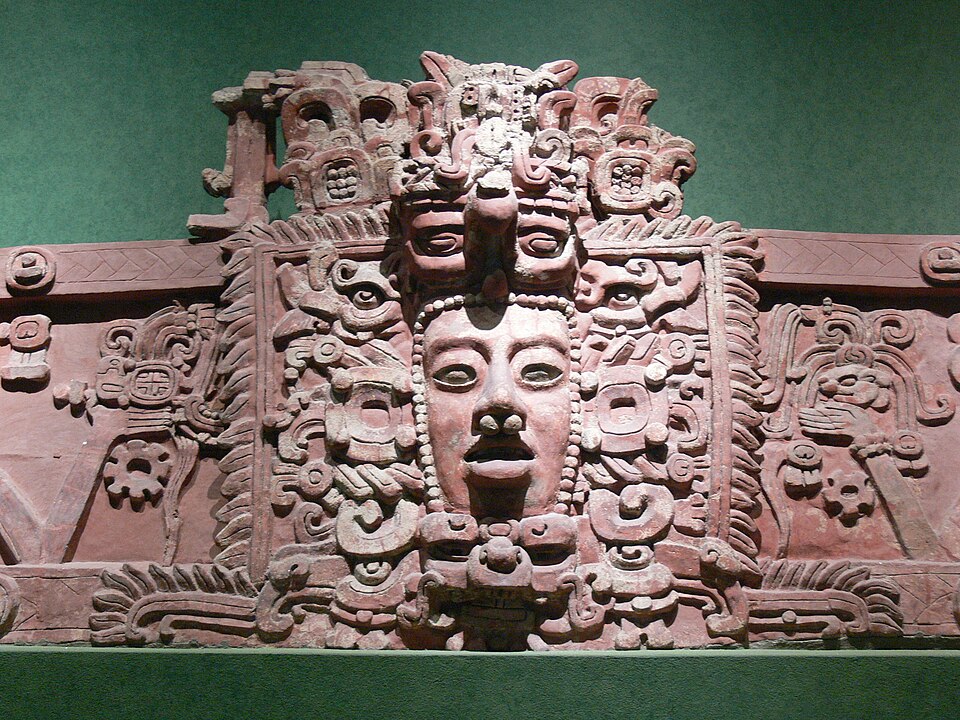 Maya mask. Stucco frieze from aceres, Campeche. Early Classic period ~250–600 AD