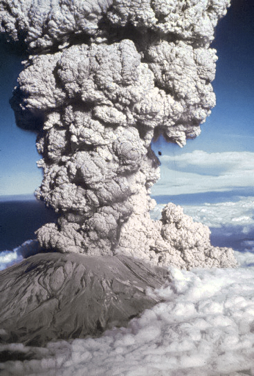Mount St. Helens erupting on May 18, 1980