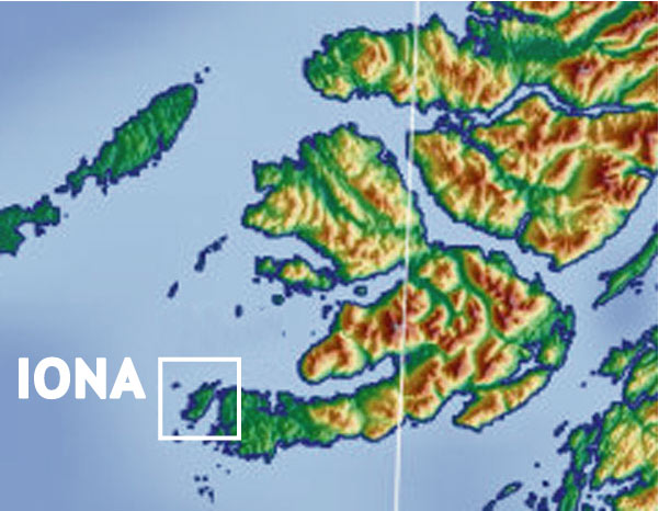 The Isle of Mull, showing where Iona is