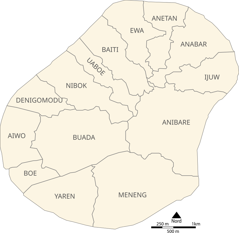 The 14 districts of Nauru.