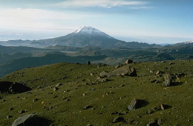 The top of a mountain called the Nevado del Tolima volcano