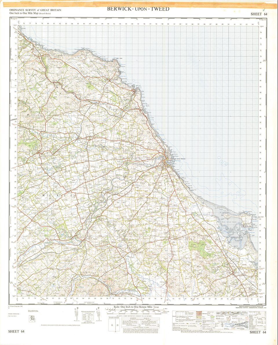 Map of the region, with Lindisfarne at the right edge