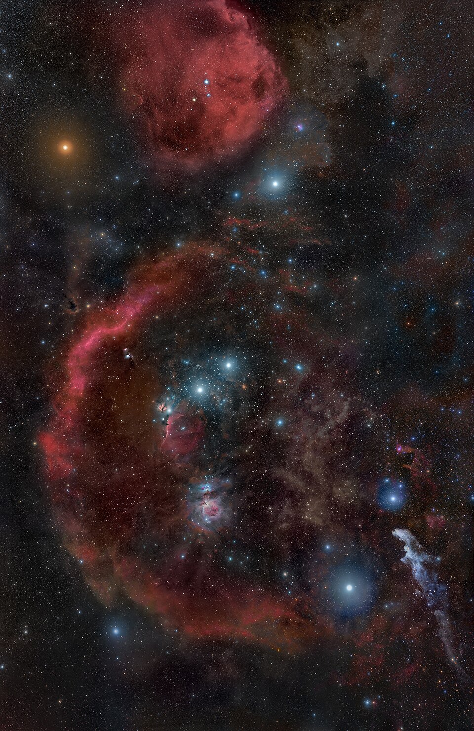 Image showing Betelgeuse (top left) and the dense nebulae of the Orion Molecular Cloud Complex ( Rogelio Bernal Andreo )
