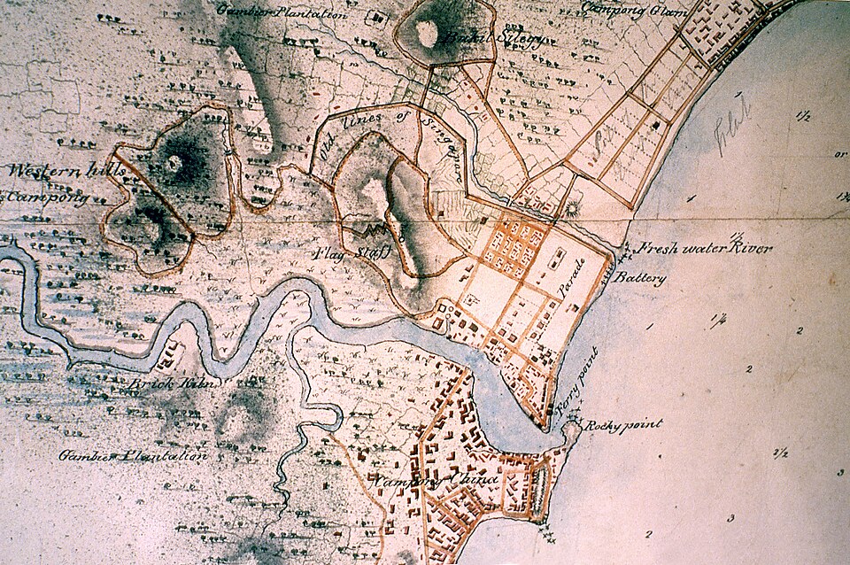 Map of Singapore's port in 1825
