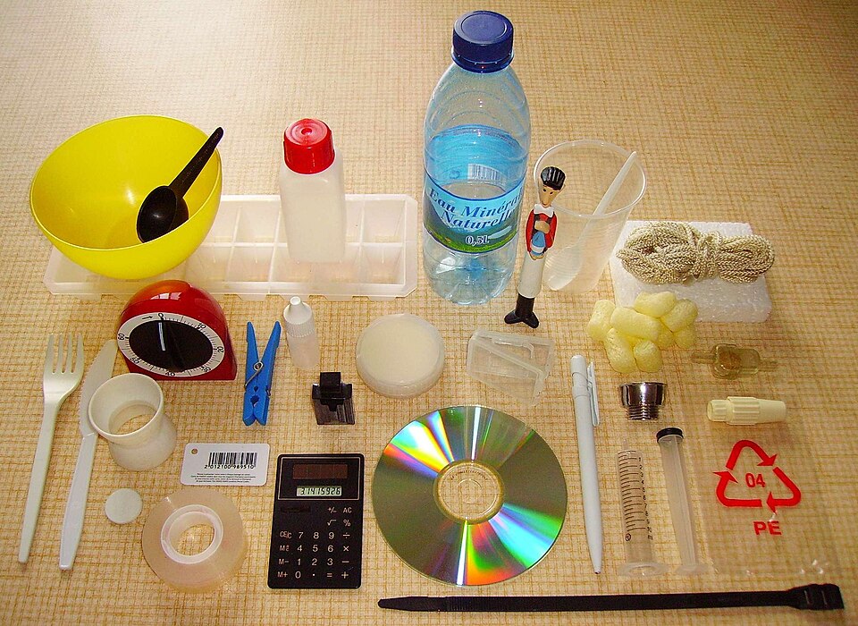 The objects are all made of plastic