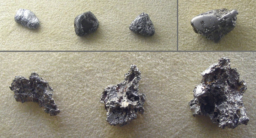 Some platinum nuggets from nature.