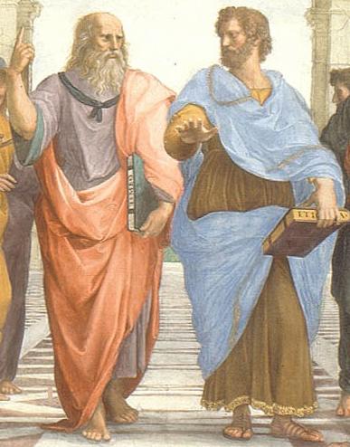 Plato, on the left, with his most famous student Aristotle