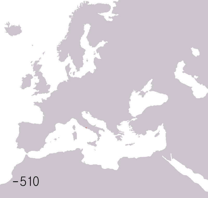 Animated map of the ancient Roman lands from the rise of Rome to the Western Roman Empire (6th century BC {{Endash}} 480 AD)