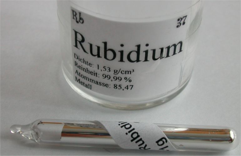 Rubidium in a glass tube