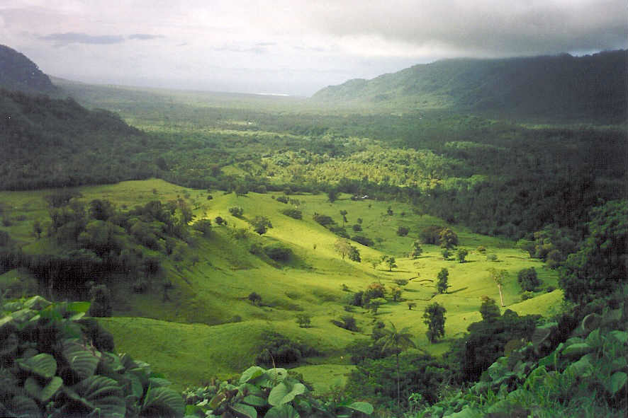 View of Falefa Valley from Le Mafa Pass, east Upolu.