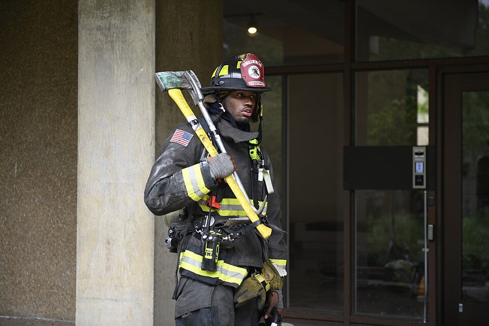 A fireman at a fire in Washington, D.C. in 2020