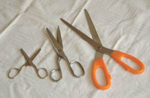 Scissors are used for sewing, in the kitchen, and for paper.