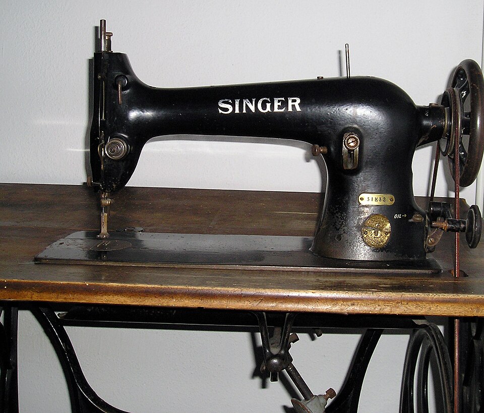 A vintage Singer sewing machine.