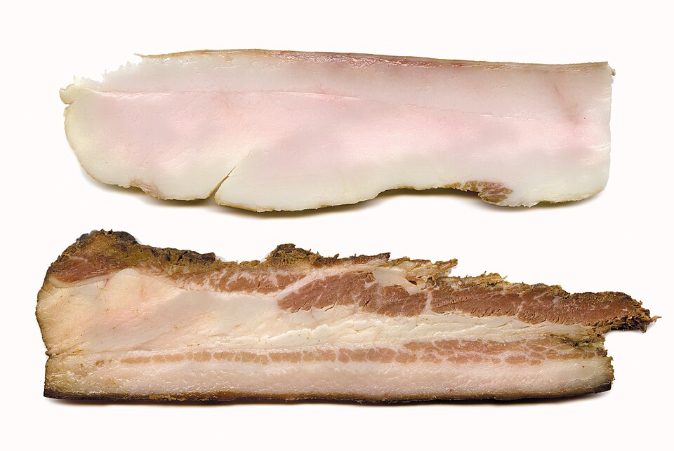 Bacon from the back (above) and belly (below)