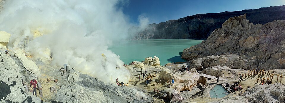 Sulfur mining in Indonesia