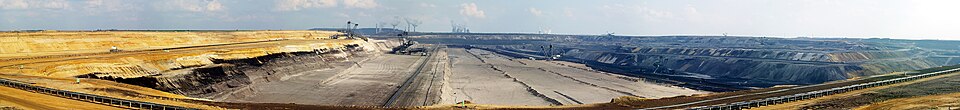 Opencast coal mine in Garzweiler, Germany. High resolution panorama.