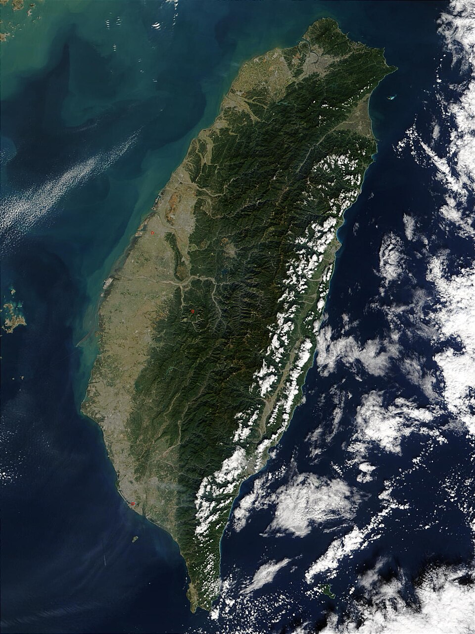 Taiwan is mostly mountainous in the east, with gently sloping plains in the west. The Penghu Islands are west of the main island.