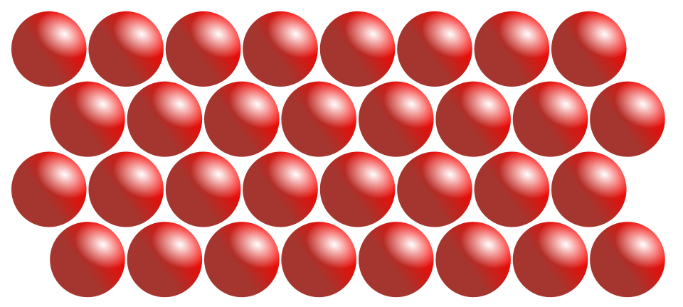 A diagram of how molecules are arranged in a solid.
