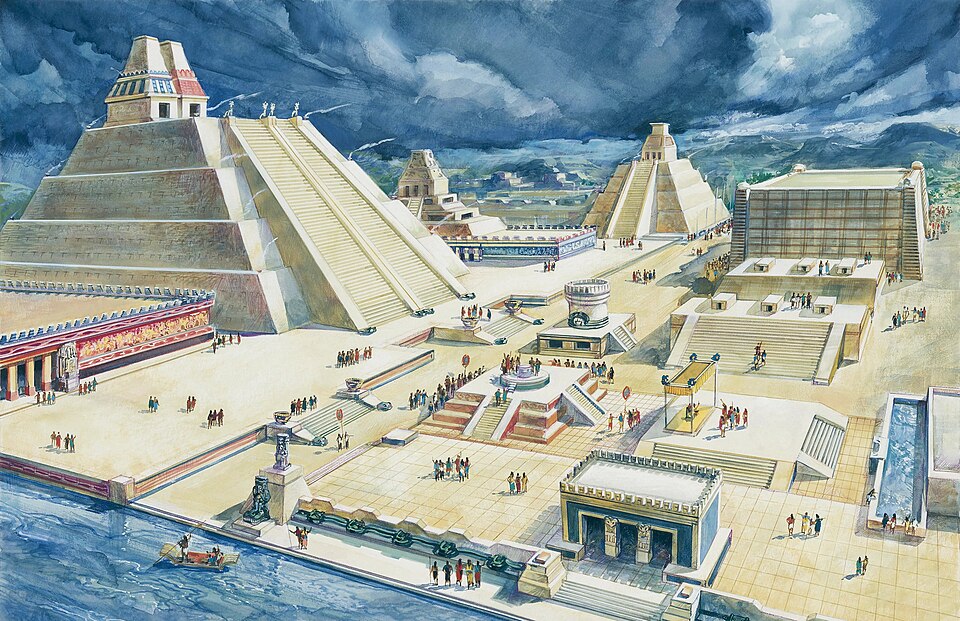 Drawing of what part of Tenochtitlan may have looked like