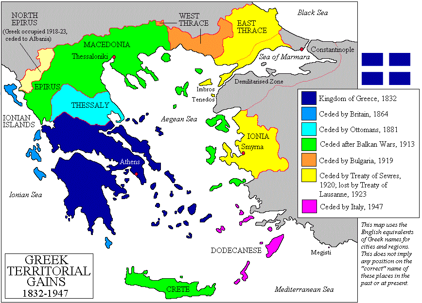 Greece was bigger in 1920 than it is today.