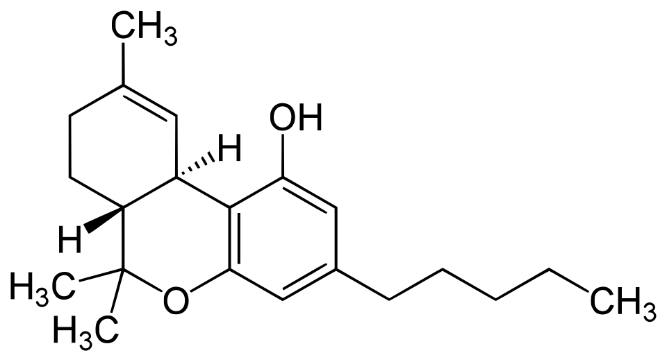 The chemical structure of THC