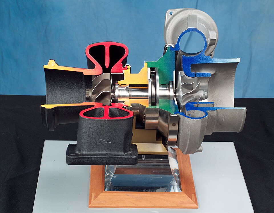 Cut-away view of an air foil bearing-supported turbocharger