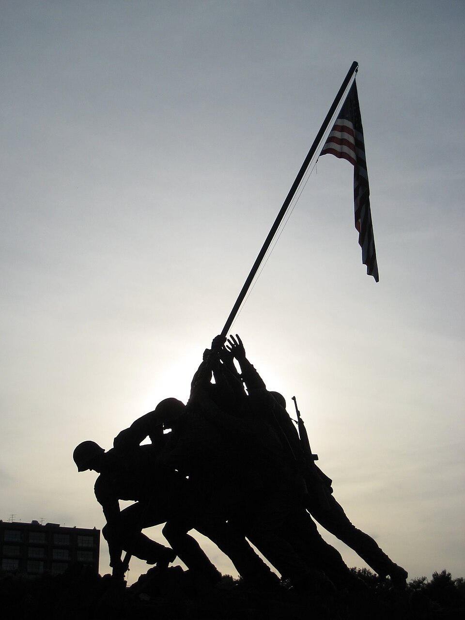 The monument at Arlington National Cemetery based on the famous "Raising the Flag" photograph