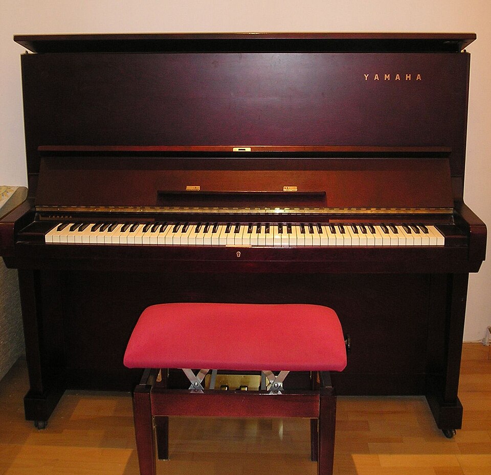 A Yamaha upright piano