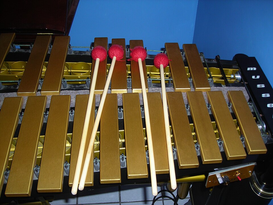 A vibraphone with mallets.