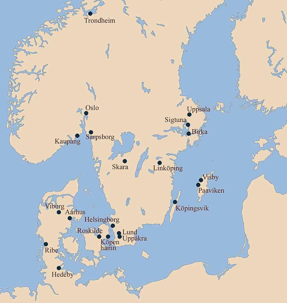 {{center|Viking towns in Scandinavia}}